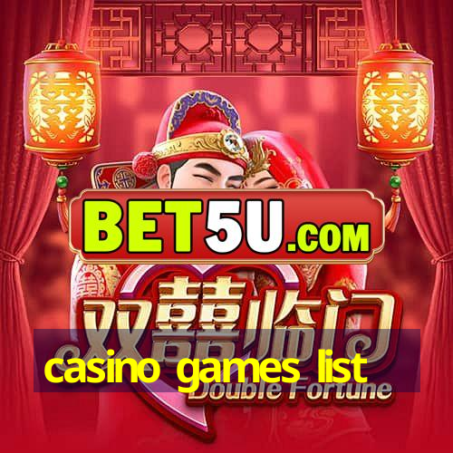 casino games list