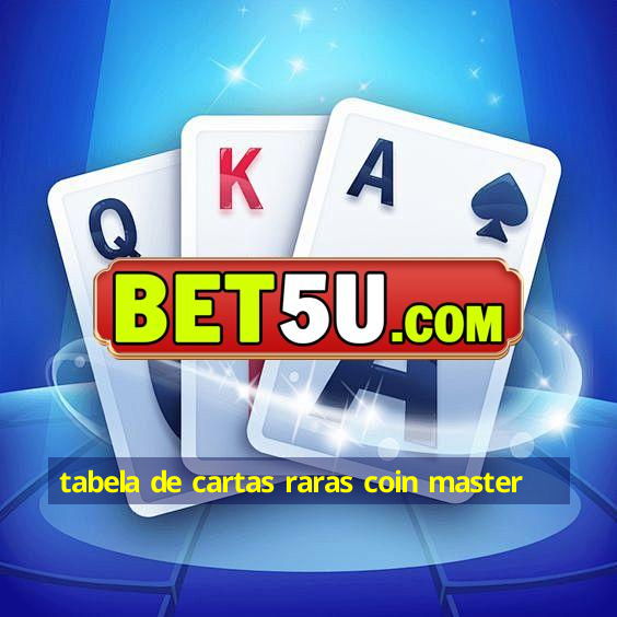 tabela de cartas raras coin master