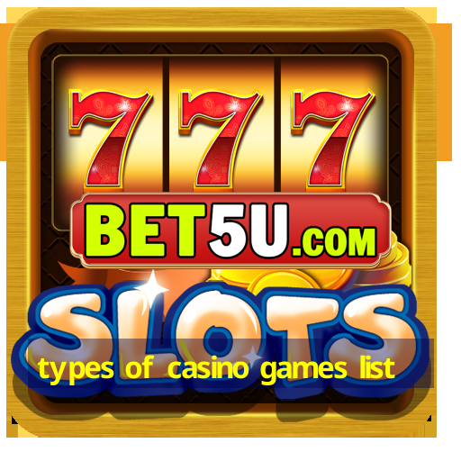 types of casino games list